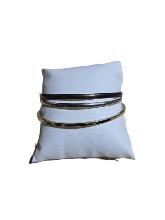 Jewelry - Set of 3 Stacked Metal Bangle Bracelets Silver & Gold Tone